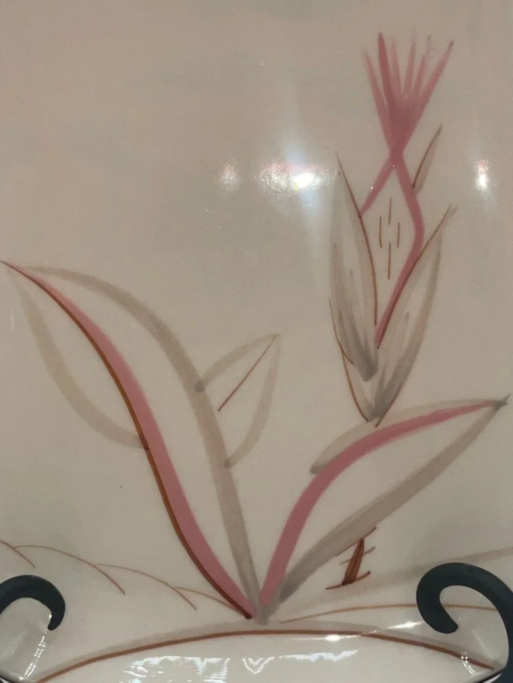 Hand-Painted Ceramic Rectangular Plate Winfield Dragon Flower Design 12